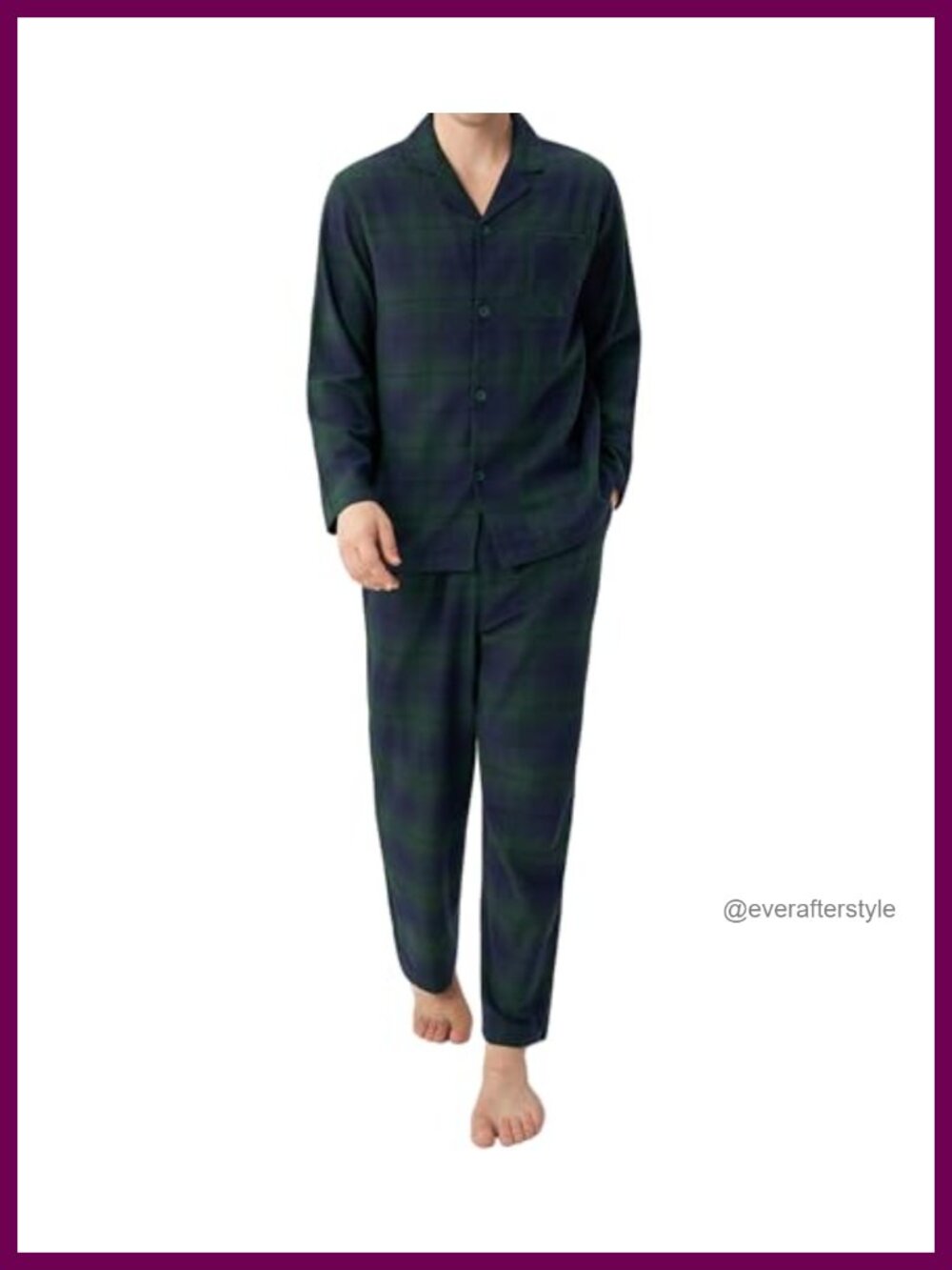 Men's Flannel Pajama Set Cotton Polyester Blend Long Sleeve Sleepwear